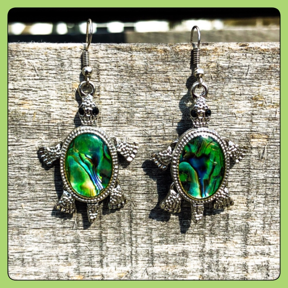 - Abalone Turtle Movable Fishhook Earrings! NEW!